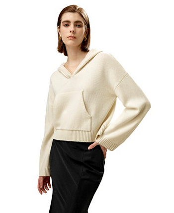 Cropped Wool-Cashmere  Blend Hoodie for Women Lilysilk