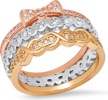 Трехцветное кольцо с бантом HMY Jewelry