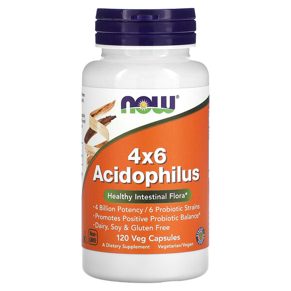 4x6 Acidophilus, 120 растительных капсул NOW Foods