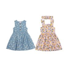 Набор платьев Little Lass с цветочным и лимонным принтом и повязкой на голову для девочек от 4 до 6 лет Little Lass