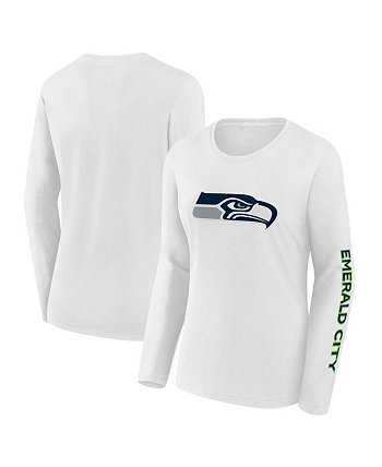 Женская белая футболка с длинным рукавом Seattle Seahawks Component Fanatics