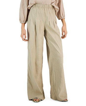 Женские широкие льняные брюки с высокой посадкой и складками, созданные для Macy's INC International Concepts