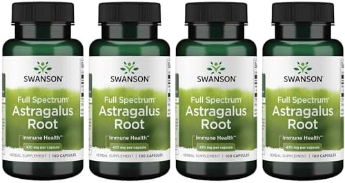 Swanson Astragalus Root - Herbal Supplement Promoting Immune System Support - Natural Formula Supporting Heart '&' Liver Health - (100 Capsules (Капсулы), 470mg Each) Swanson