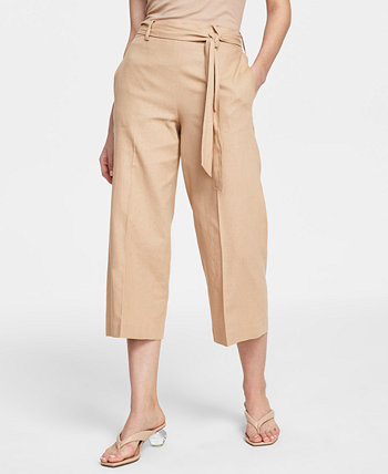 Women's Linen-Blend Tie-Waist Pants, Created for Macy's Bar III
