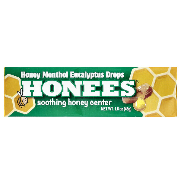 Медовые капли с ментолом и эвкалиптом, 1,6 унции (45 г) Honees