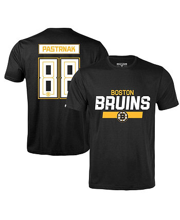 Мужская черная футболка с именем и номером игрока David Pastrnak Boston Bruins Richmond LevelWear