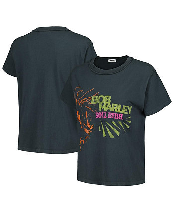 Женская черная рваная футболка Bob Marley Soul Rebel Reverse Girlfriend Daydreamer