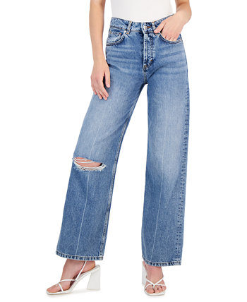 Заказать Джинсы с высокой талией Женские джинсы прямого кроя с высокой  посадкой HUGO BOSS, цвет - cиний, по цене 19 720 рублей на маркетплейсе  Usmall.ru
