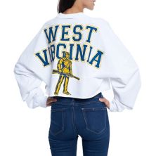 Женская белая футболка с длинным рукавом из джерси West Virginia Mountaineers с необработанным краем Unbranded