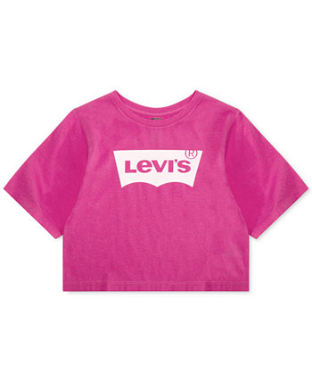 Неоновая хлопковая футболка с высокой посадкой для маленьких девочек Levi's®