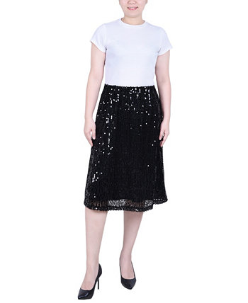 Миниатюрная юбка длиной до колена с пайетками NY Collection