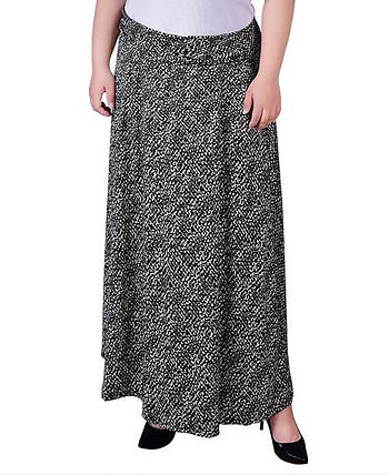 Длинная юбка-трапеция больших размеров с искусственным поясом спереди NY Collection