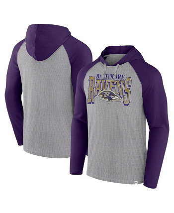 Men's Gray/Purple Baltimore Ravens Under Center Long Sleeve Hoodie T-Shirt Fanatics