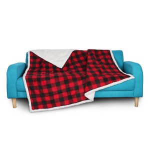 Catalonia Waterproof Blanket for Baby, Pee Proof Pet Cover for Couch Bed, Reversible Sherpa Fleece Throws for Relaxing Traveling Camping, Buffale Red/Tuape, 60"" x 50"". Catalonia