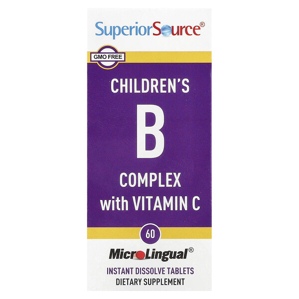 Комплекс витаминов группы В для детей с витамином С, 60 быстрорастворимых таблеток MicroLingual Superior Source