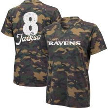 Женская футболка Majestic Threads с камуфляжным принтом Lamar Jackson Baltimore Ravens, имя и номер, футболка трехслойного цвета с v-образным вырезом Majestic