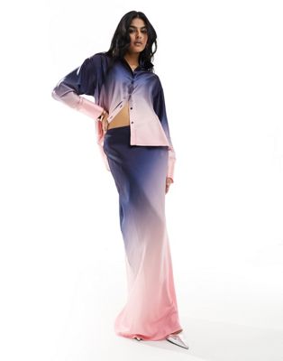 Style Cheat satin maxi skirt in ombre effect - part of a set Style Cheat