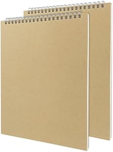 Brown Upright Sketch Notebook, 2-Pack, 10 x 7.5 Inches, 1150GSM Hard Cardstock Cover, 100 Pages / 50 Sheets, 100GSM Paper DSTELIN