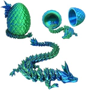 3D Printed Dragon Egg, 3D Printed Articulated Dragon Eggs with Dragon Inside, Crystal Dragon Fidget Toy, Adults Fidget Toys, Mystery Dragon Egg for Autism and ADHD（Laser Green） ZHEBAG