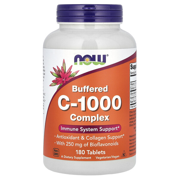 Буферизованный комплекс C-1000, 180 таблеток NOW Foods