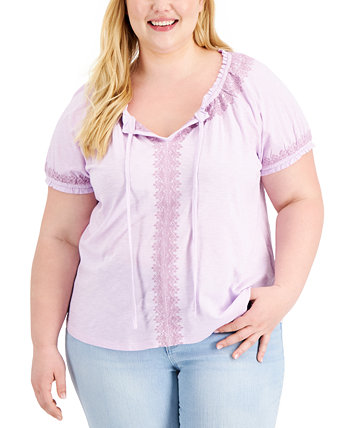 Женская блузка с пышными рукавами и вышивкой, созданная для Macy's Style & Co