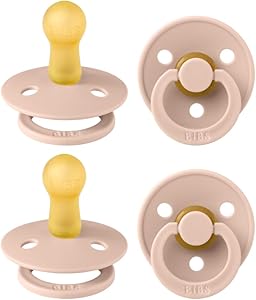 BIBS Colour Soother 4-Pack, BPA Free Dummy Pacifier, Round Nipple. Natural Rubber Latex, Made in Denmark. 6-18 Months (Pack of 2), Baby Girl Colours Bibs