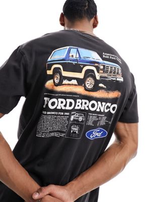 Свободная футболка Cotton On размытого черного цвета с графикой Ford Bronco COTTON ON