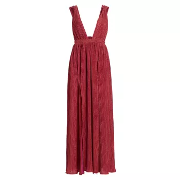 Allure Shimmering Pleated Maxi Dress Line & Dot
