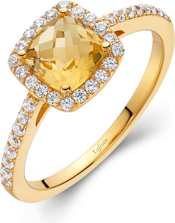 Кольцо с цитрином огранки принцессы из золота поверх стерлингового серебра LaFonn