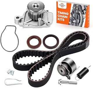 Engine Timing Belt Kit with Water Pump Compatible with Honda Civic DX LX EX HX GX 1.7L L4 16V 2001-2005 Replace# TCK312, TB312K1, 95312K1, GTK0312, TBK220 Isinswift