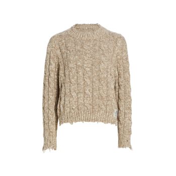 Cropped Cable-Knit Sweater Denimist