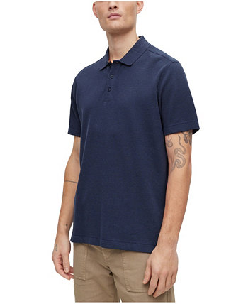 Мужская рубашка поло свободного кроя из смесового хлопка с вафельной структурой BOSS BOSS