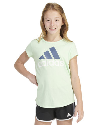 Хлопковая футболка с графическим логотипом Essential и короткими рукавами для больших девочек Adidas