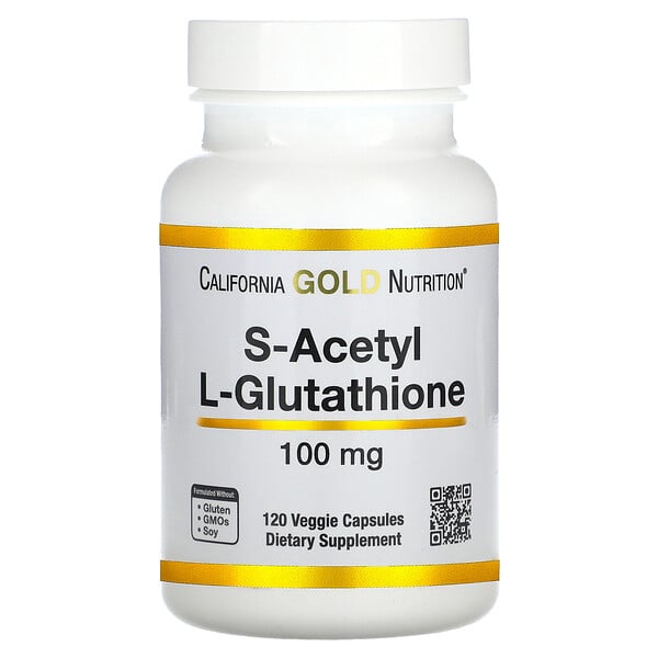 S-ацетил-L-глутатион, 100 мг, 120 растительных капсул California Gold Nutrition