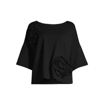 Блузка из понте с цветочной вышивкой Natori