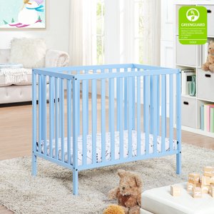 Glavbiku 3-in-1 Baby Convertible Mini Crib with Mattress Pad,Blue,34"H x 39.7"W Glavbiku