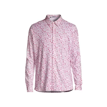 Рубашка на пуговицах приталенного кроя с цветочным принтом Saks Fifth Avenue
