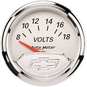 Auto Meter 1391-00408 Chevy Vintage 2-1/16" 8V - 18V Electric Voltmeter Gauge (52.4mm) Auto Meter