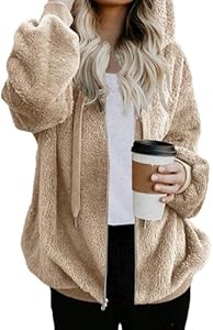 Женская Флисовая кофта Nirovien Nirovien Womens Sherpa Jacket Fuzzy Zip Up Hoodie Oversized Fleece Jackets Fluffy Coat with Pockets Nirovien