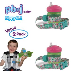 PBnJ Baby SippyPal Sippy Cup Holder Strap Leash Tether (Green Paisley 2-Pack) PBnJ Baby