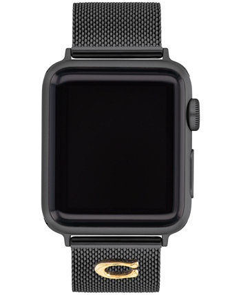 Женский черный сетчатый ремешок из нержавеющей стали с подвеской «C» для Apple Watch, 38, 40, 41 мм COACH