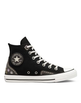 Черные кроссовки с цветочной вышивкой Converse Chuck Taylor All Star Converse