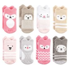 Hudson Baby Infant Girl Cotton Rich Newborn and Terry Socks, Girl Woodland 8-Pack Hudson Baby