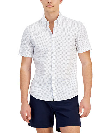 Men's Slim-Fit Stretch Textured Geo-Print Button-Down Shirt Michael Kors
