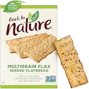 Back to Nature Multigrain Flax Seeded Flatbread Crackers - Dairy Free, Non-GMO, Made with Wheat Flour & Whole Grains, Delicious & Quality Snacks, 5.5 Ounce Back To Nature