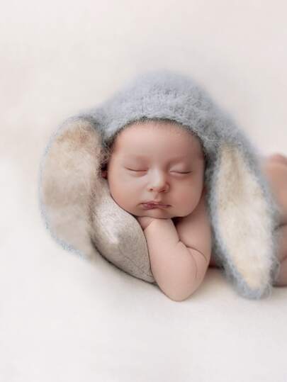 для новорождённых Плюшевая шапка с ушками 3D для фотографий SHEIN