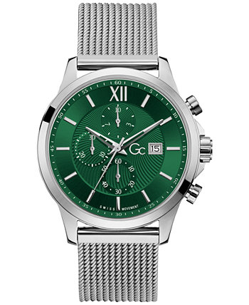 Gc Executive Мужские швейцарские часы с хронографом из нержавеющей стали с сетчатым браслетом 44 мм GUESS