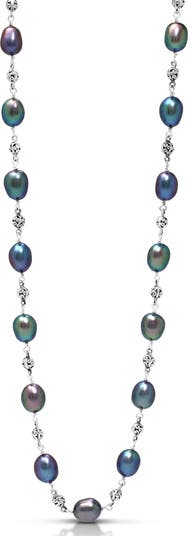 Ожерелье с цепочкой из пресноводного жемчуга с павлином и пресноводным жемчугом из стерлингового серебра 9-10 мм Lois Hill
