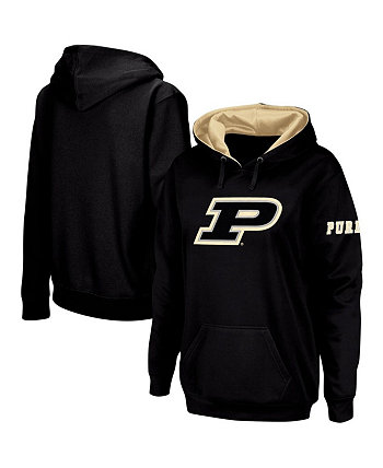 Женский черный пуловер с капюшоном Purdue Boilermakers Team с большим логотипом Stadium Athletic