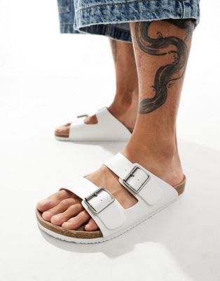 ASOS DESIGN two strap sandals in white 	 ASOS DESIGN